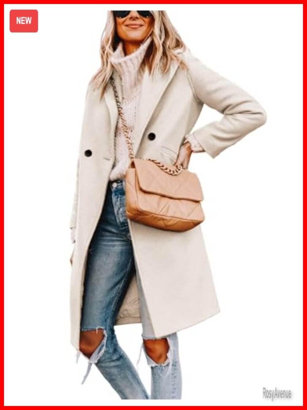 Women's Wool Blend Peacoat Notch Lapel Mid-Long Winter Coat